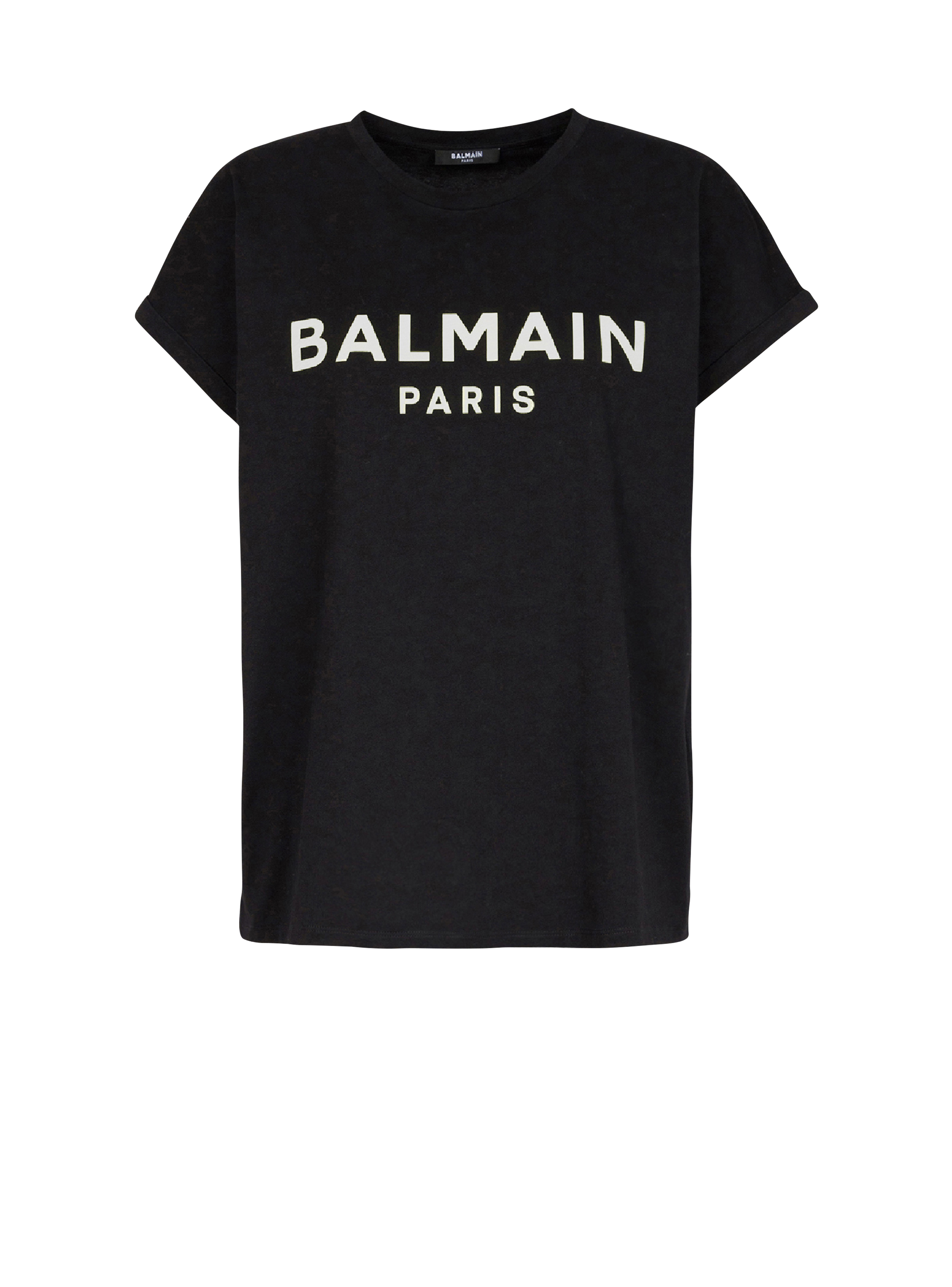 Eco-designed cotton T-shirt with Balmain logo print, black