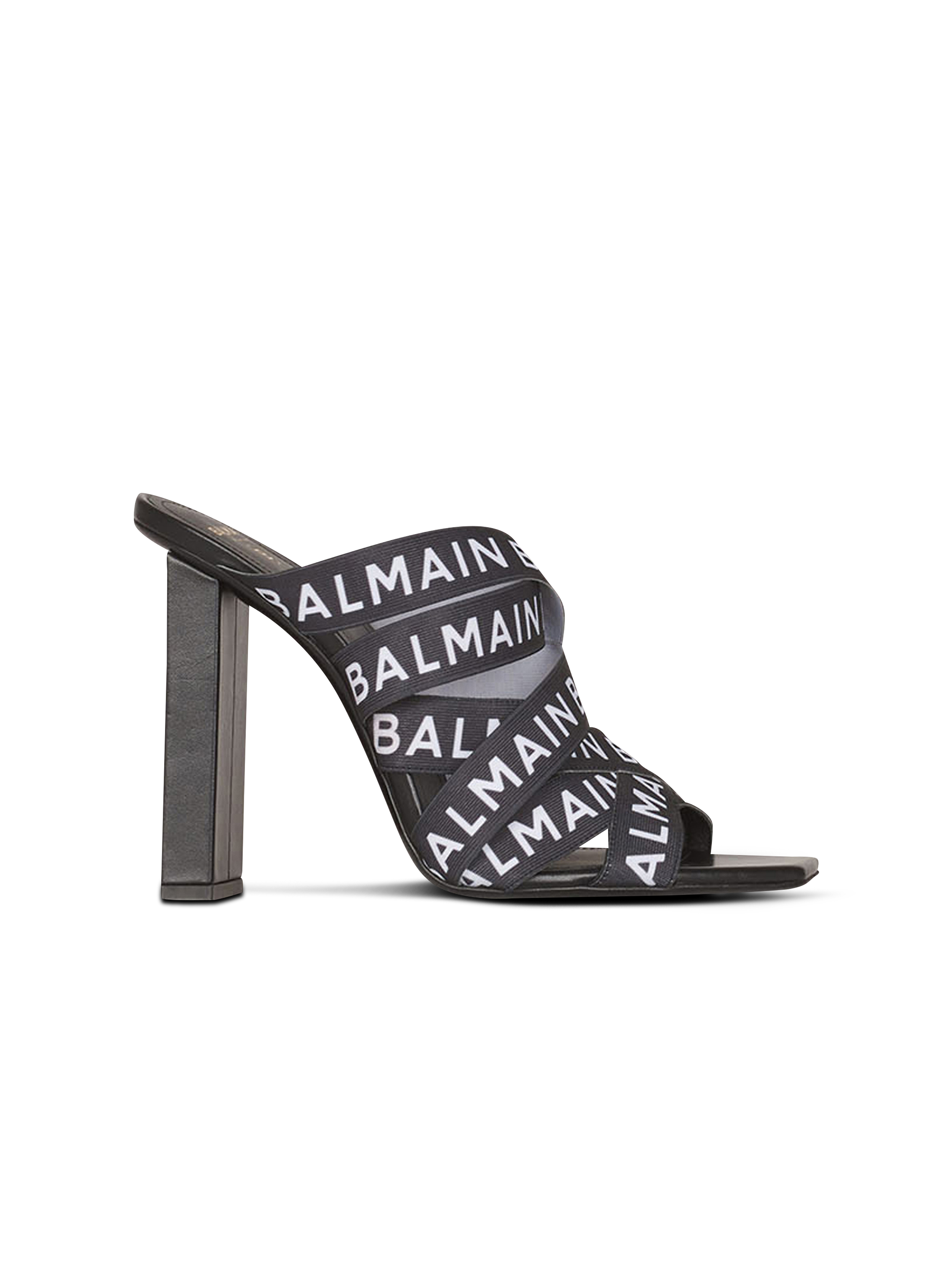 Union sandals with Balmain logo print, black