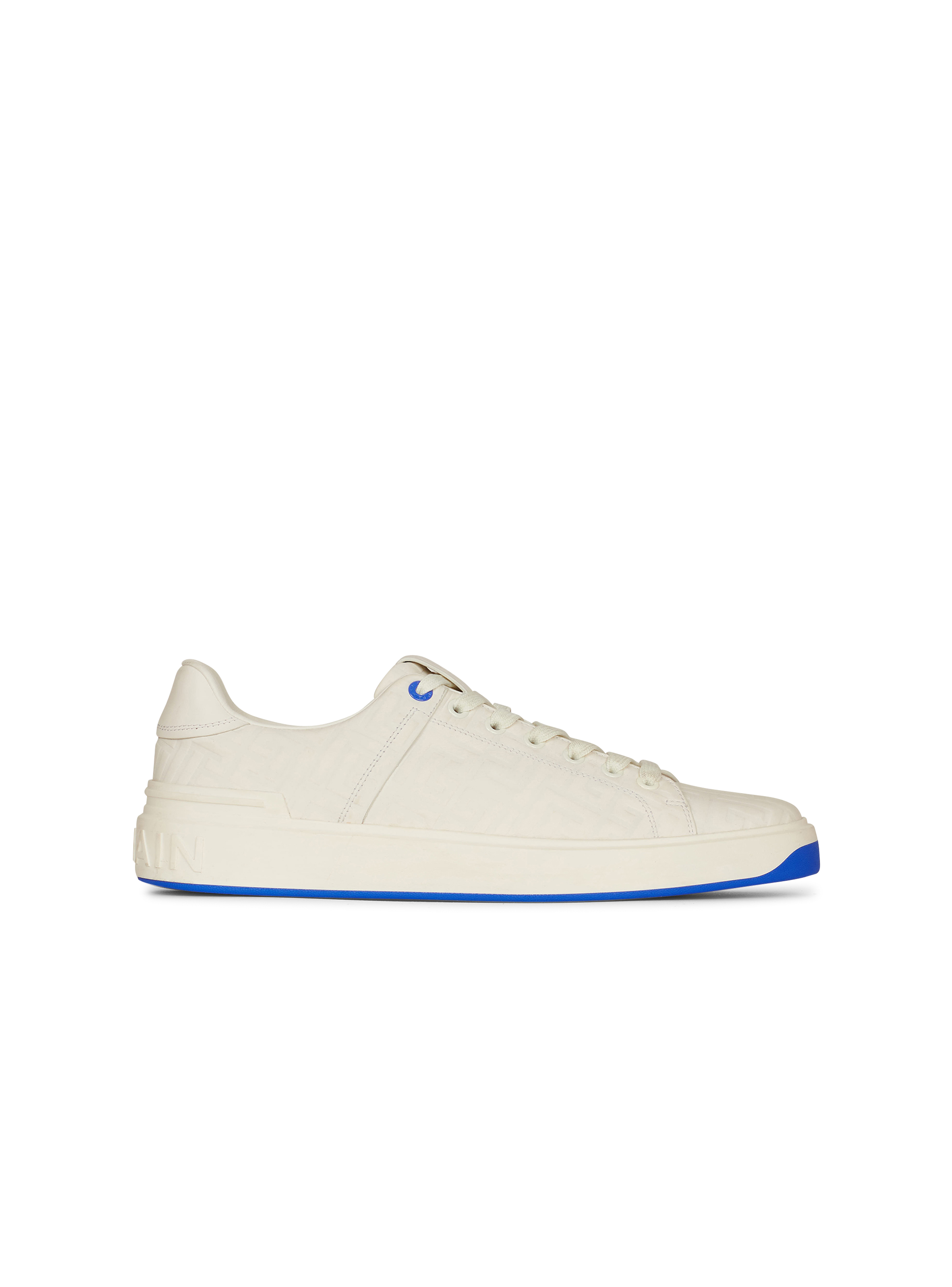 Leather monogram-embossed B-Court sneakers, white