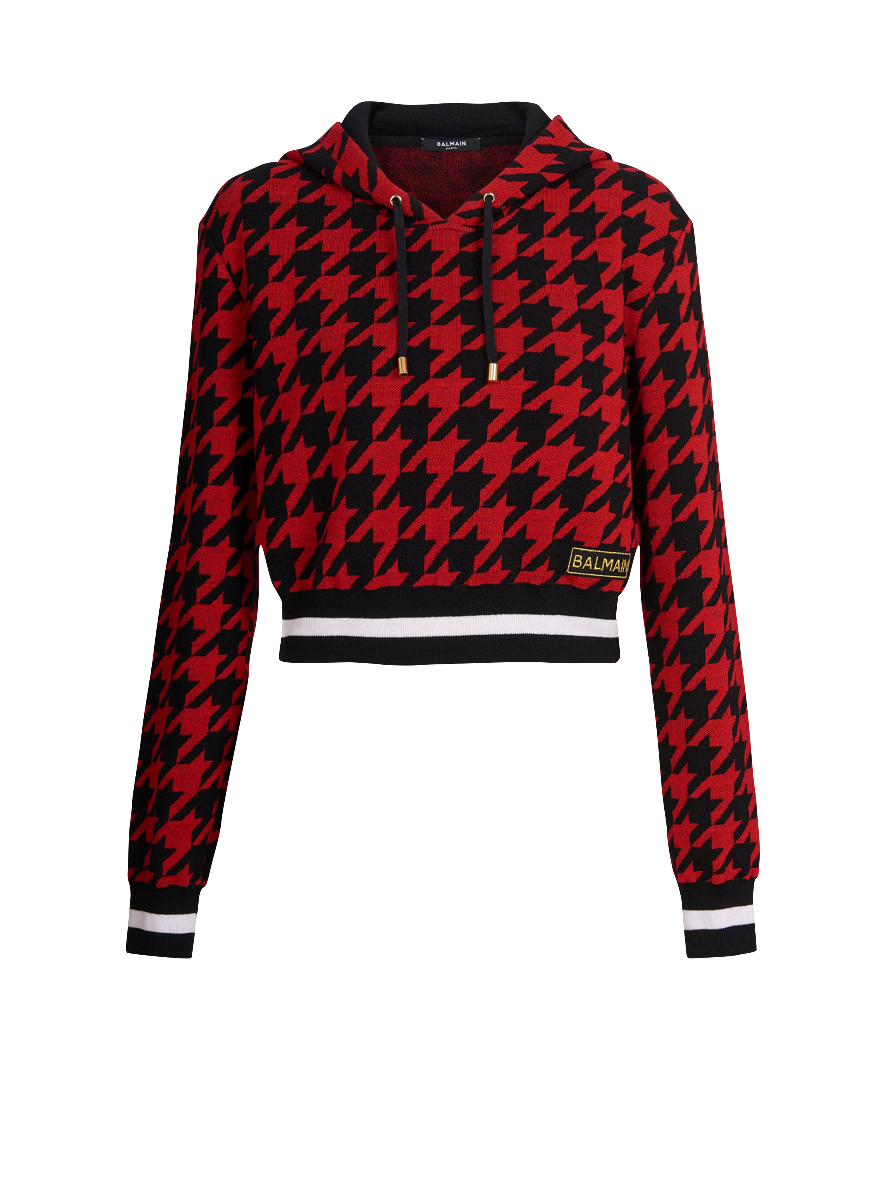 Cropped jacquard sweatshirt, red