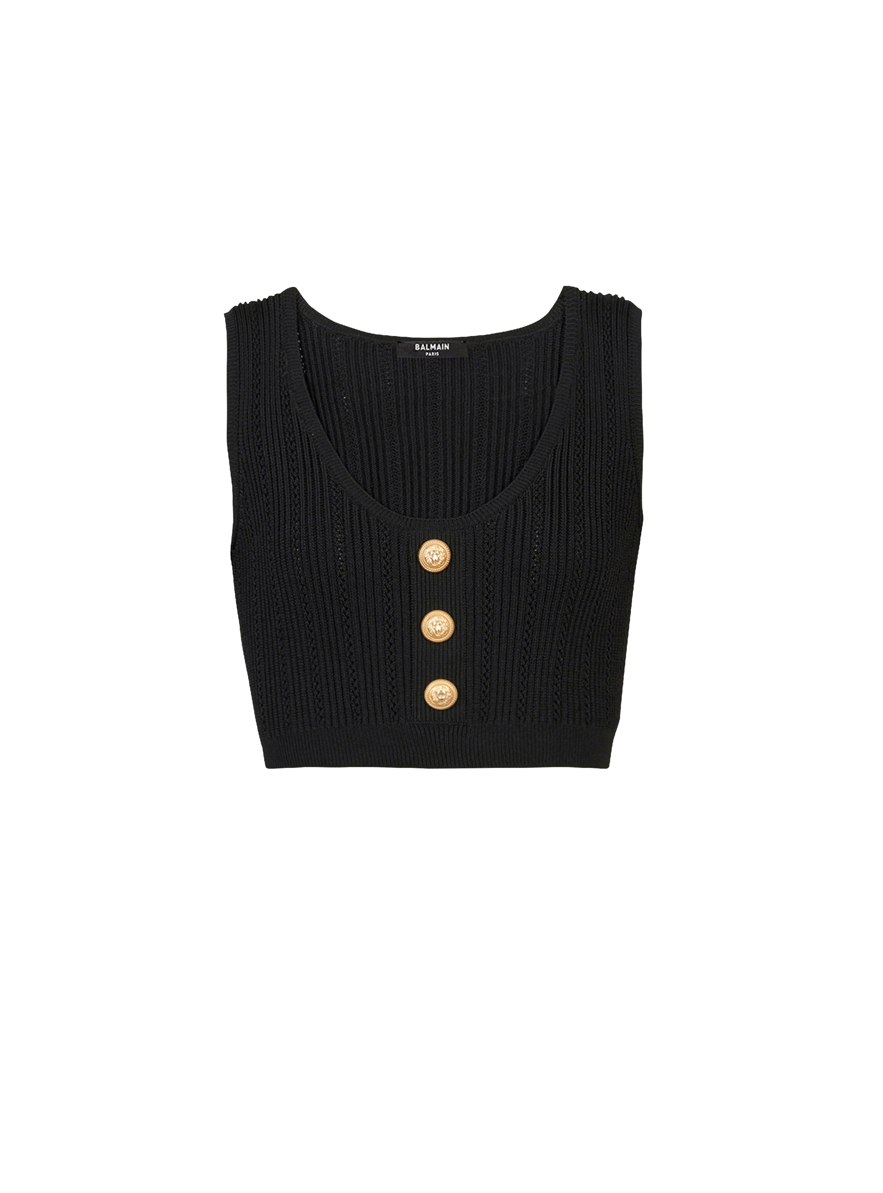 Eco-designed knit crop top, black