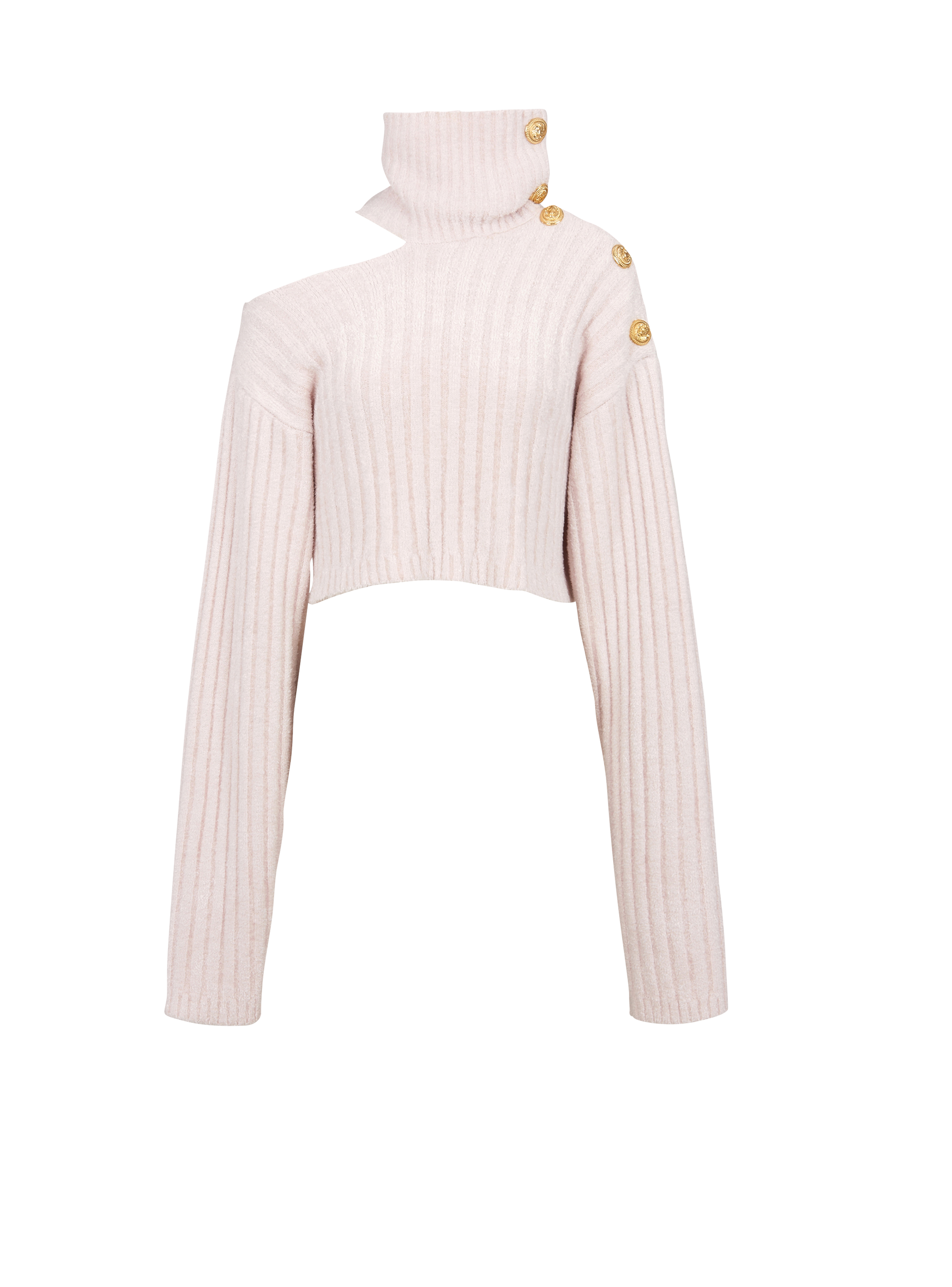Cropped velvet pullover, pink