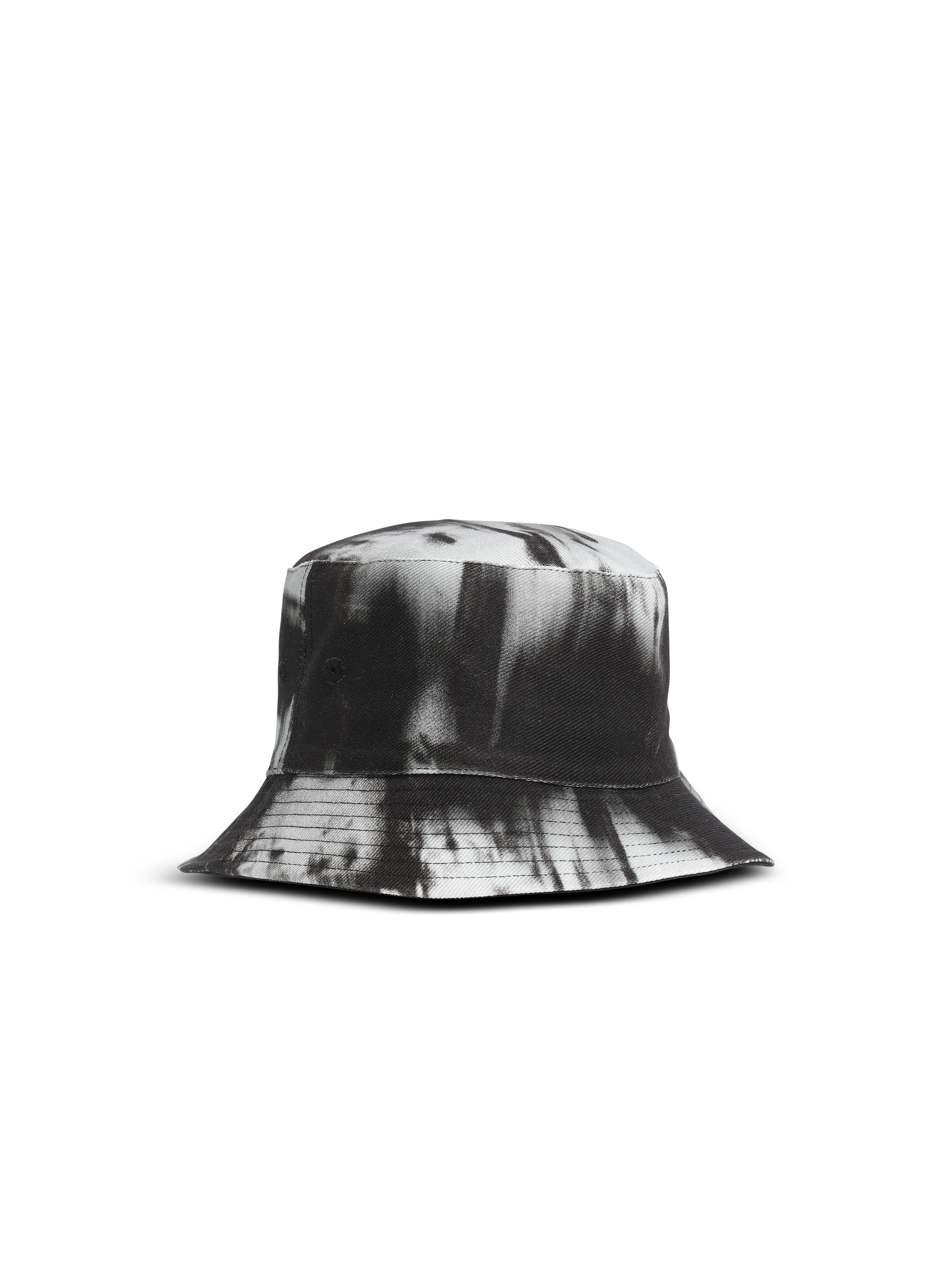 Printed cotton bucket hat, black